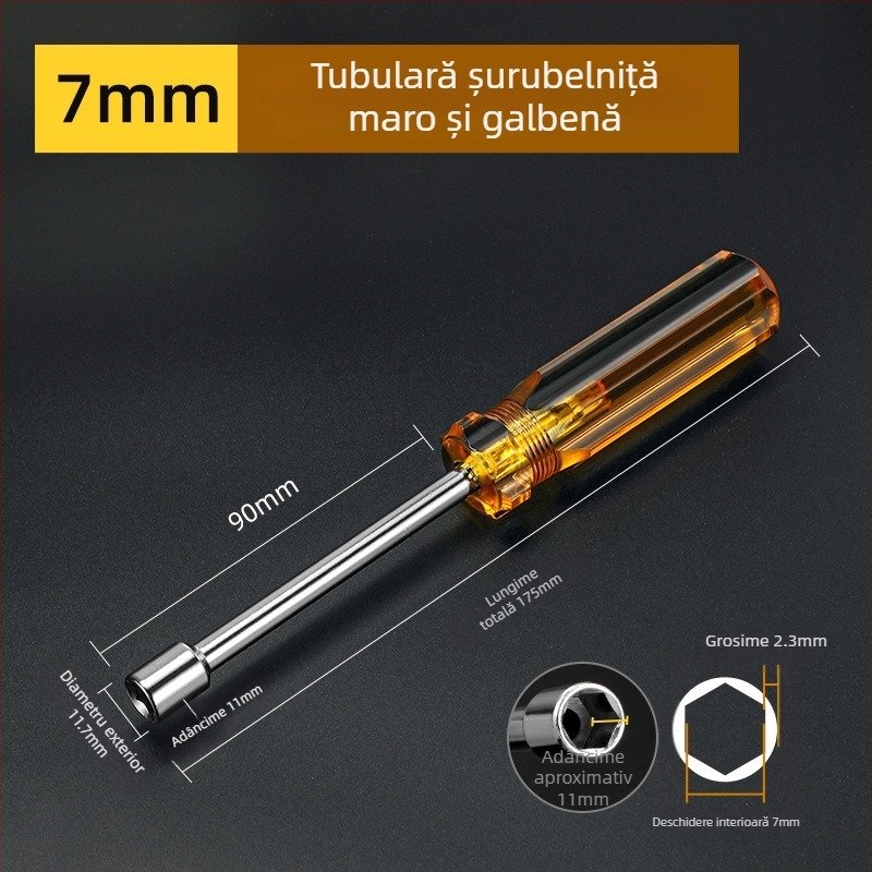 Set de șurubelnițe cu soclu, cap hexagonal, dimensiuni 5/5,5/6/7/8/10 mm
