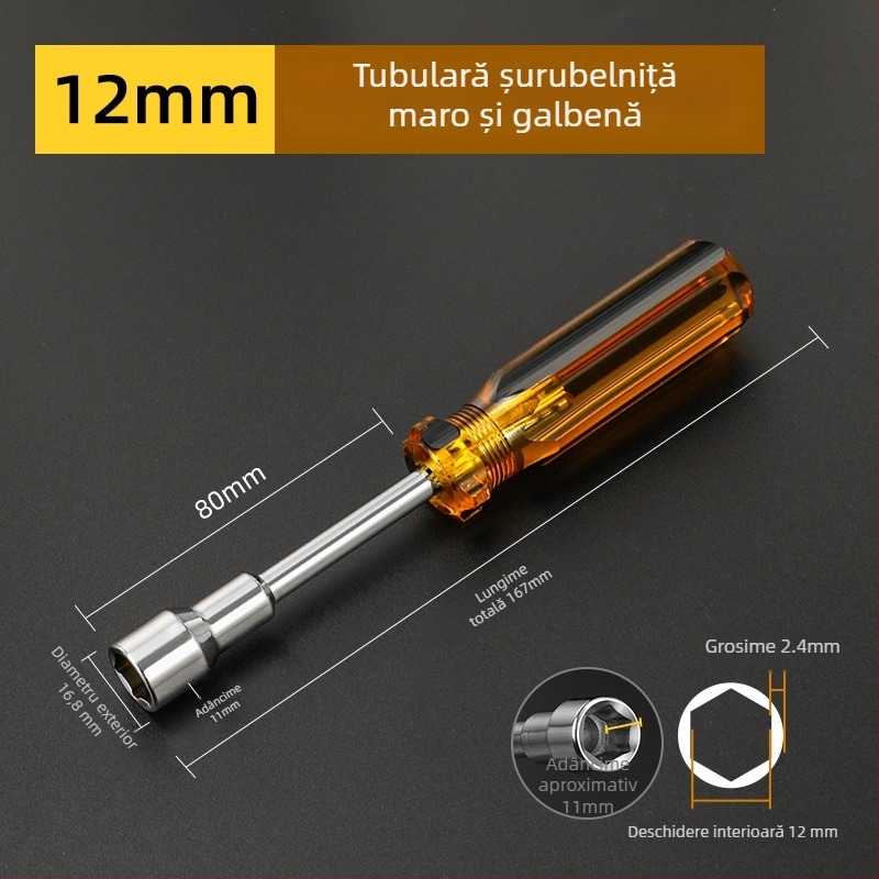 Set de șurubelnițe cu soclu, cap hexagonal, dimensiuni 5/5,5/6/7/8/10 mm