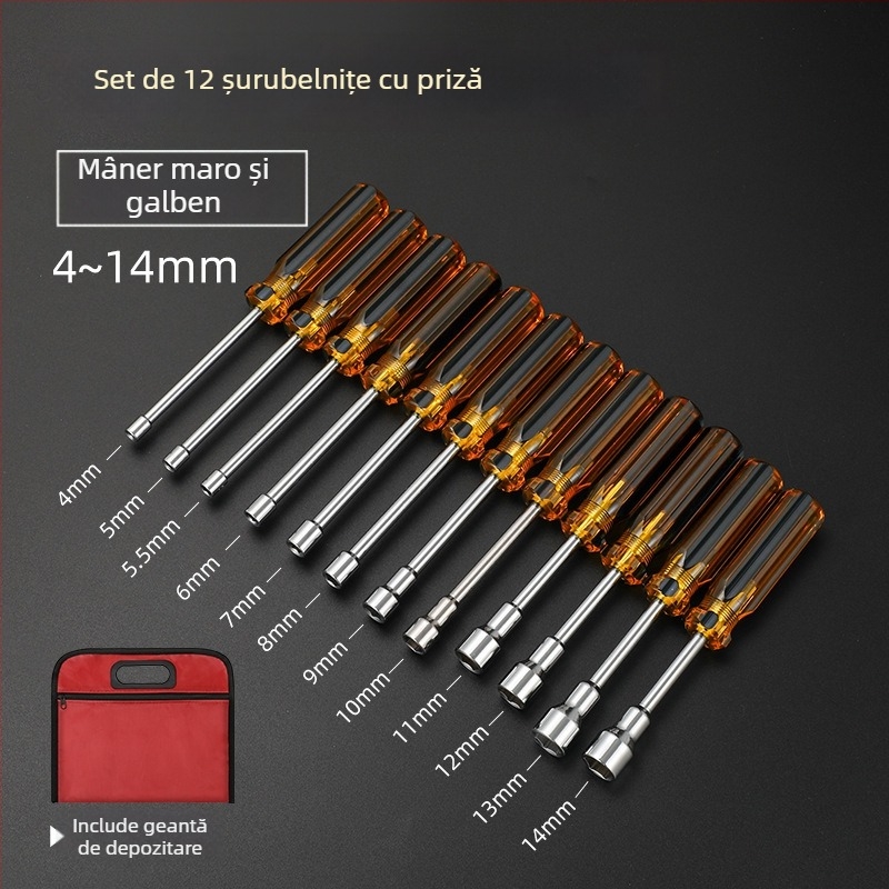 Set de șurubelnițe cu soclu, cap hexagonal, dimensiuni 5/5,5/6/7/8/10 mm