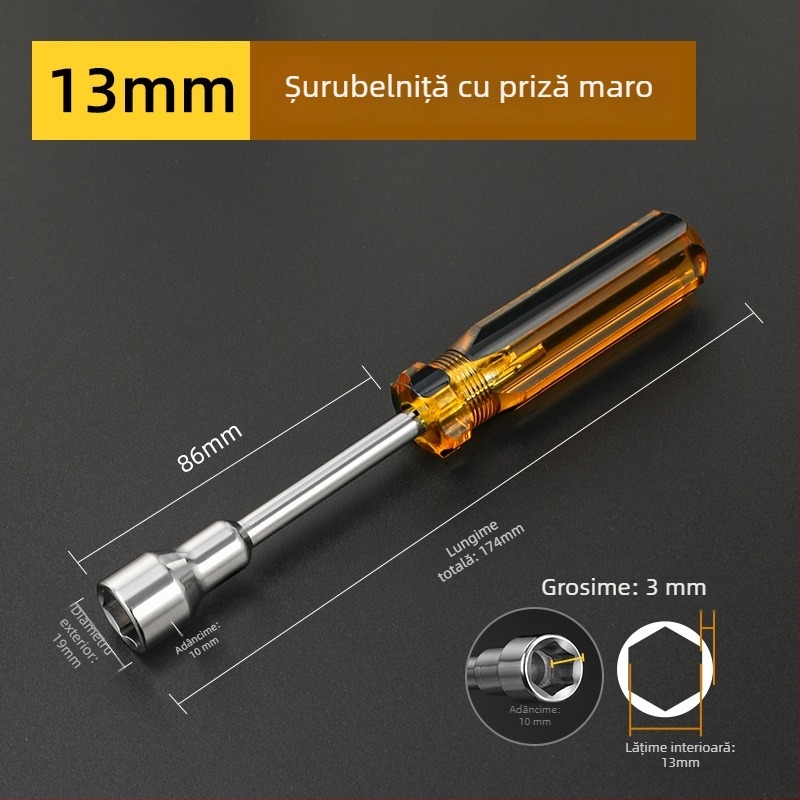 Set de șurubelnițe cu soclu, cap hexagonal, dimensiuni 5/5,5/6/7/8/10 mm