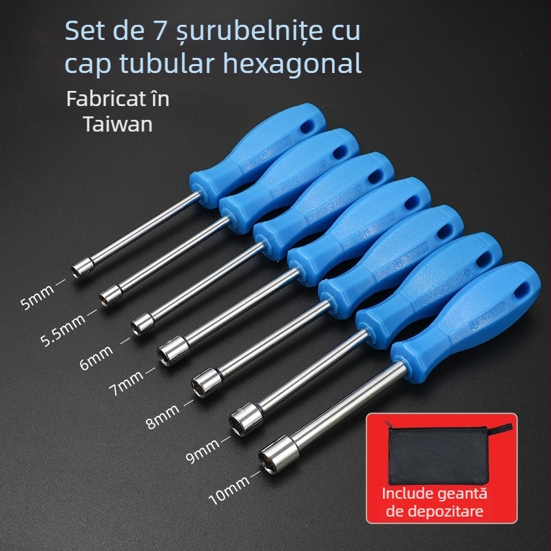 Set de șurubelnițe cu soclu, cap hexagonal, dimensiuni 5/5,5/6/7/8/10 mm