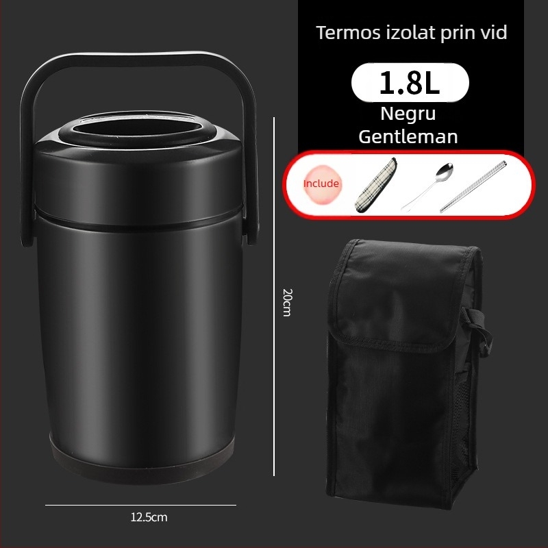 Cutie de prânz izolată din oțel inoxidabil 304, cu mai multe compartimente, portabilă, 1,3–2,6 L, pentru adulți și studenți