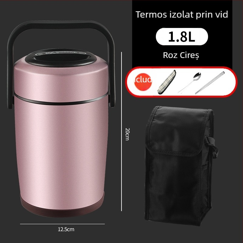 Cutie de prânz izolată din oțel inoxidabil 304, cu mai multe compartimente, portabilă, 1,3–2,6 L, pentru adulți și studenți