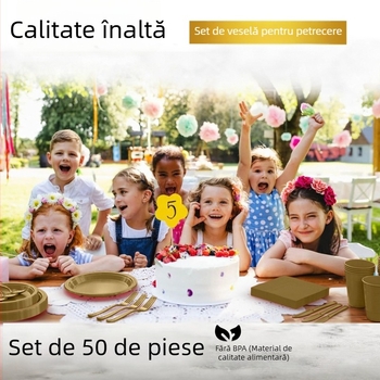 Set de farfurii și pahare din plastic, de unică folosință, culoare solidă, pentru petrecere de ziua de naștere, 30 de invitați