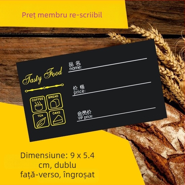 Etichetă de preț ștearsă pentru brutărie, neagră, cu două fețe