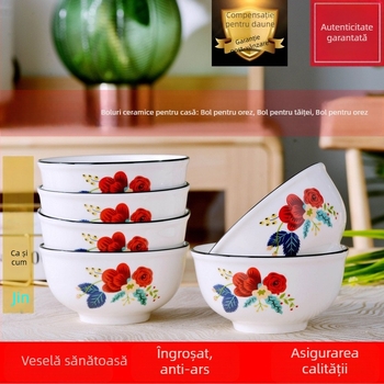 Bol din porțelan cu os pentru uz casnic — set de vase cu bol și farfurie, design creativ