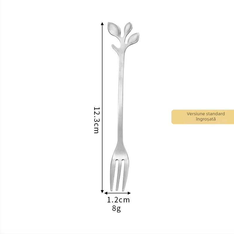 Linguriță din oțel inoxidabil cu design frunză, accent cu foiță de aur europeană – linguriță mică pentru cafea, amestecare și desert, cadou