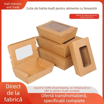 Cutie de prânz din hârtie kraft, de unică folosință, dreptunghiulară, pentru sushi și mâncare rapidă, container pentru fructe