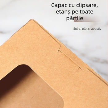 Cutie de prânz din hârtie kraft, de unică folosință, dreptunghiulară, pentru sushi și mâncare rapidă, container pentru fructe