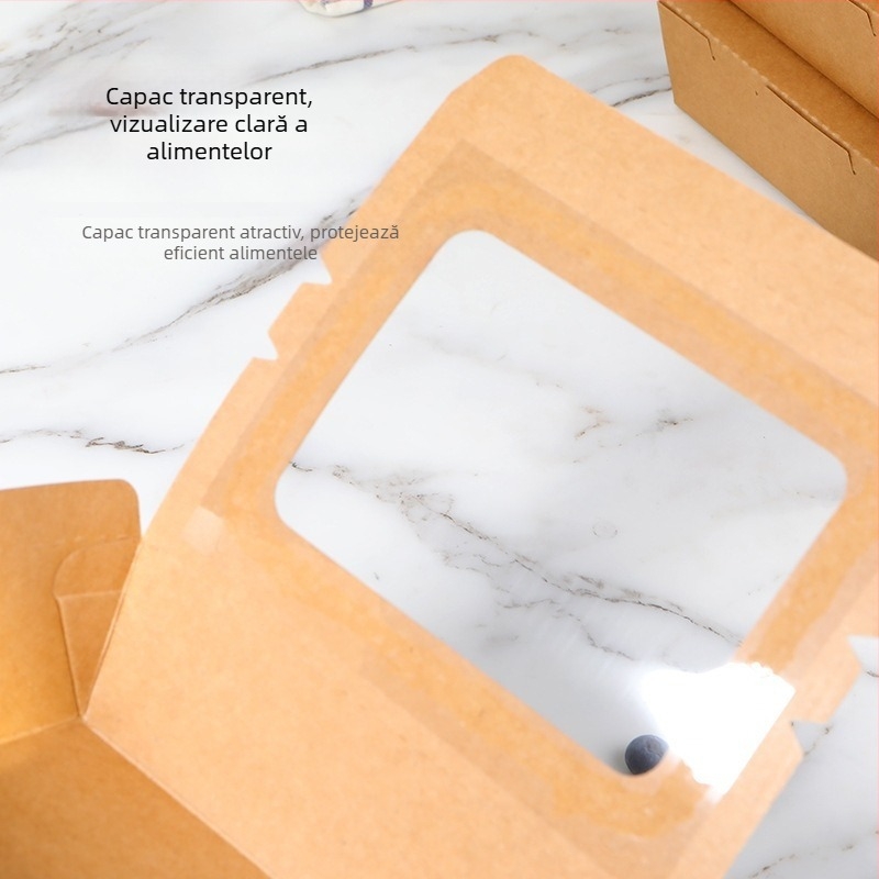 Cutie de prânz din hârtie kraft, de unică folosință, dreptunghiulară, pentru sushi și mâncare rapidă, container pentru fructe