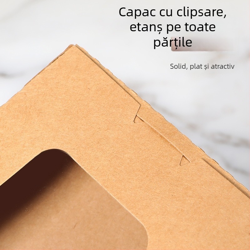 Cutie de prânz din hârtie kraft, de unică folosință, dreptunghiulară, pentru sushi și mâncare rapidă, container pentru fructe