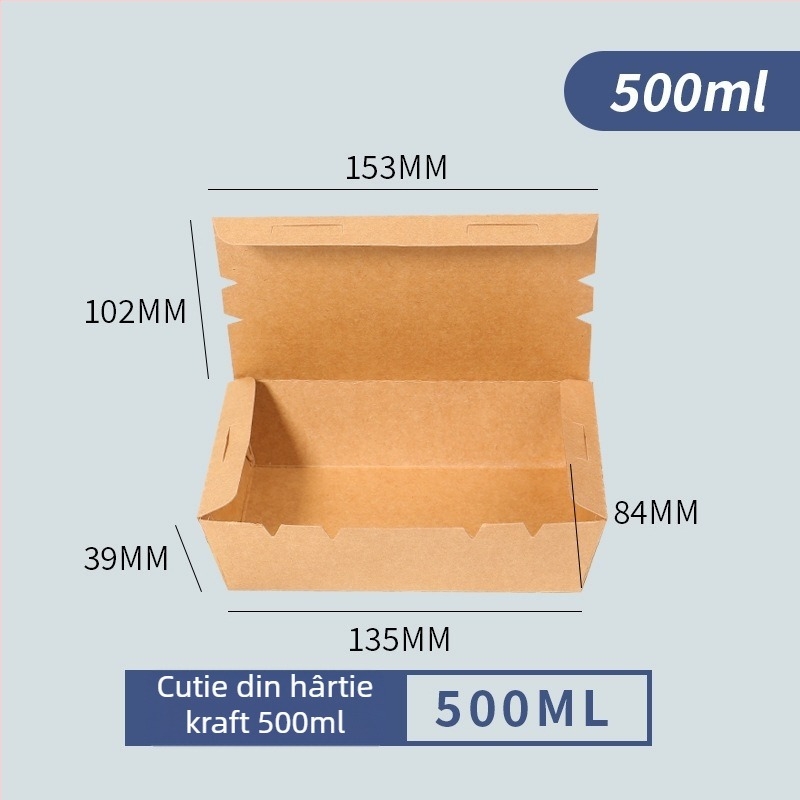 Cutie de prânz din hârtie kraft, de unică folosință, dreptunghiulară, pentru sushi și mâncare rapidă, container pentru fructe