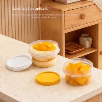 Cupe de supă de unică folosință cu capac răsucibil, din PP, bol de supă din plastic pentru takeaway, rezistent la microunde