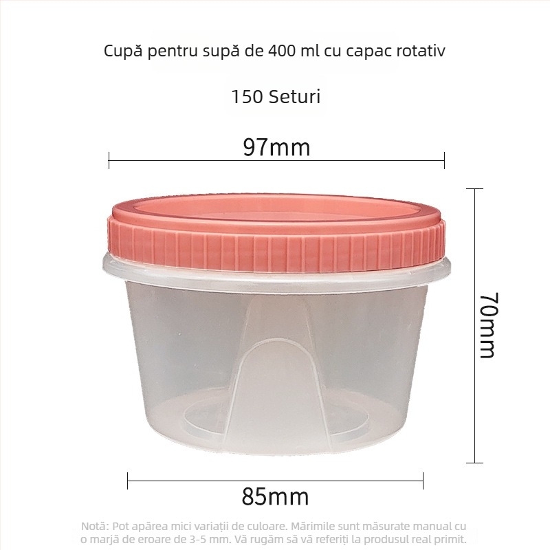 Cupe de supă de unică folosință cu capac răsucibil, din PP, bol de supă din plastic pentru takeaway, rezistent la microunde