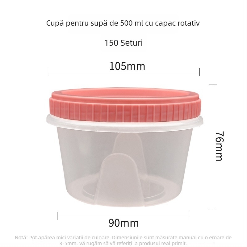 Cupe de supă de unică folosință cu capac răsucibil, din PP, bol de supă din plastic pentru takeaway, rezistent la microunde