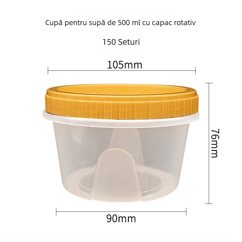 Cupe de supă de unică folosință cu capac răsucibil, din PP, bol de supă din plastic pentru takeaway, rezistent la microunde