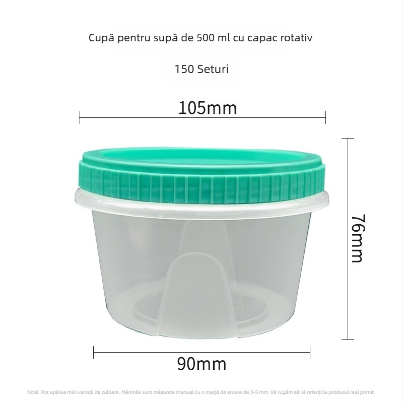 Cupe de supă de unică folosință cu capac răsucibil, din PP, bol de supă din plastic pentru takeaway, rezistent la microunde