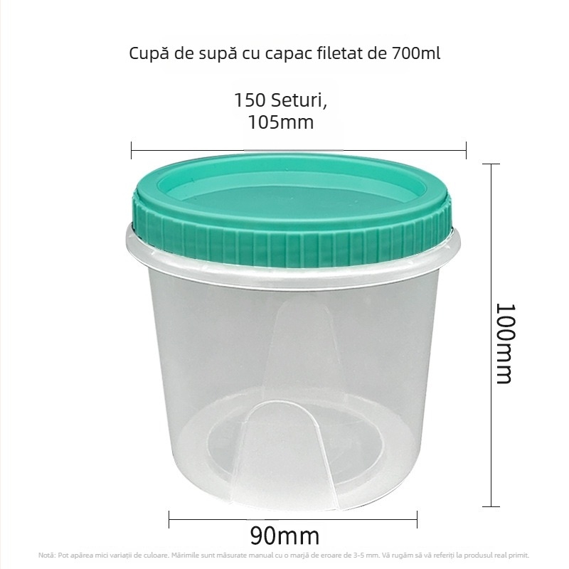 Cupe de supă de unică folosință cu capac răsucibil, din PP, bol de supă din plastic pentru takeaway, rezistent la microunde