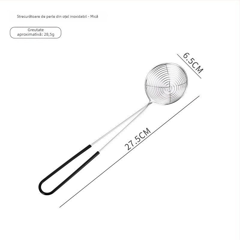 Sită din oțel inoxidabil pentru ceai cu perle (boba), mâner extensibil, filtru cu plasă mare pentru oală