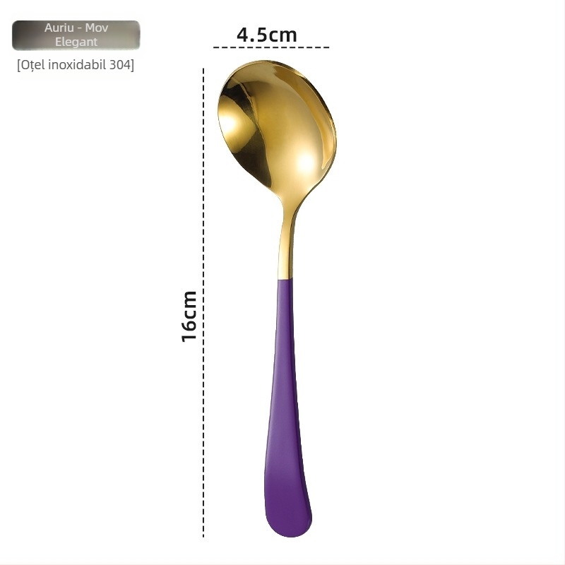 Lingură din oțel inoxidabil 304 pentru uz casnic – pentru adulți și copii, design modern simplu, finisaj lucios