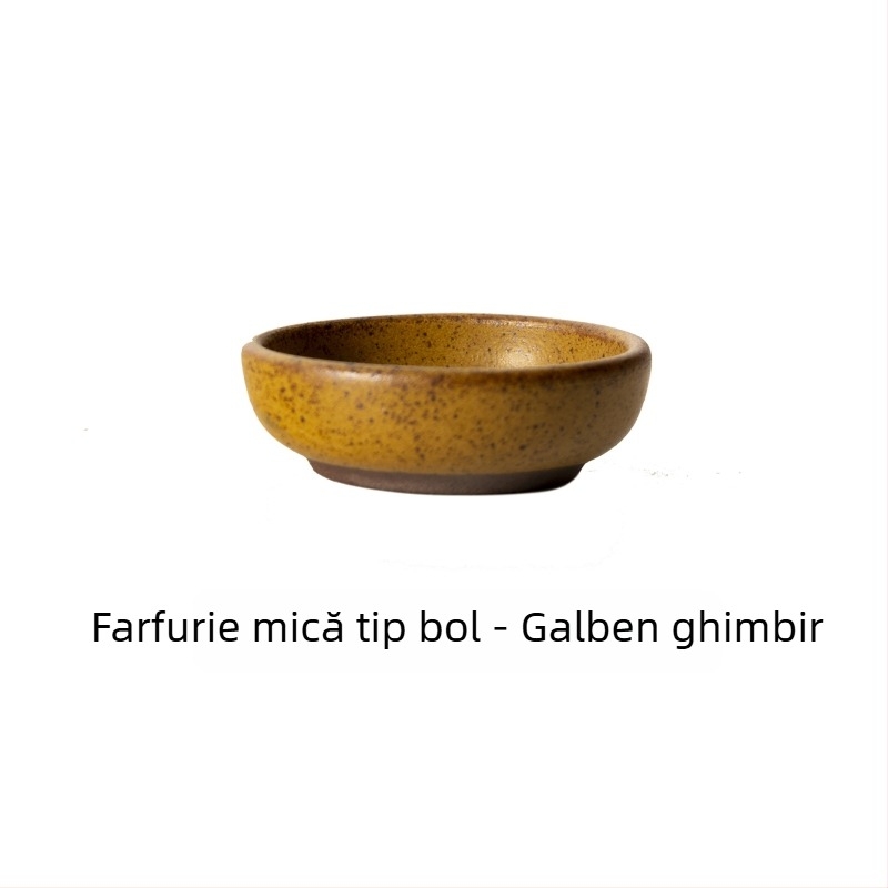 Sanxiang farfurie mică rotundă, stil japonez retro, din ceramică pentru sosuri, oțet, sos de soia și murături