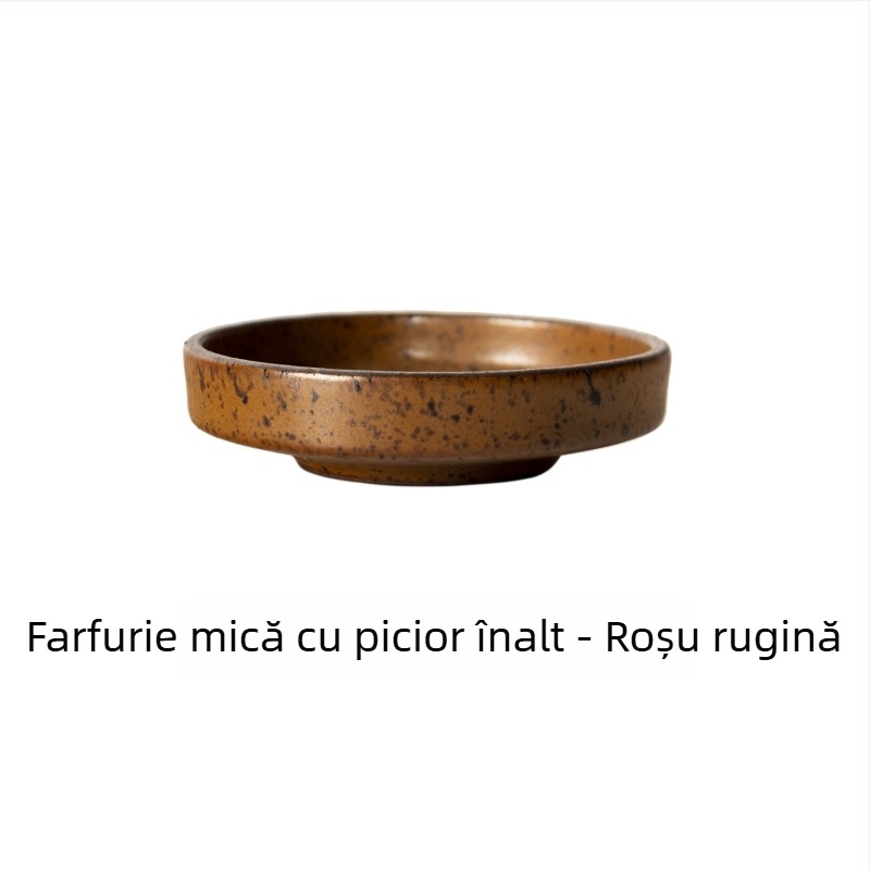 Sanxiang farfurie mică rotundă, stil japonez retro, din ceramică pentru sosuri, oțet, sos de soia și murături