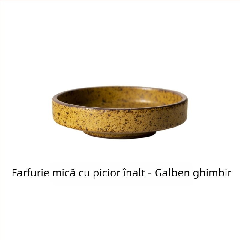 Sanxiang farfurie mică rotundă, stil japonez retro, din ceramică pentru sosuri, oțet, sos de soia și murături