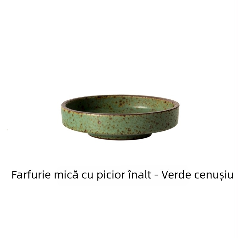 Sanxiang farfurie mică rotundă, stil japonez retro, din ceramică pentru sosuri, oțet, sos de soia și murături