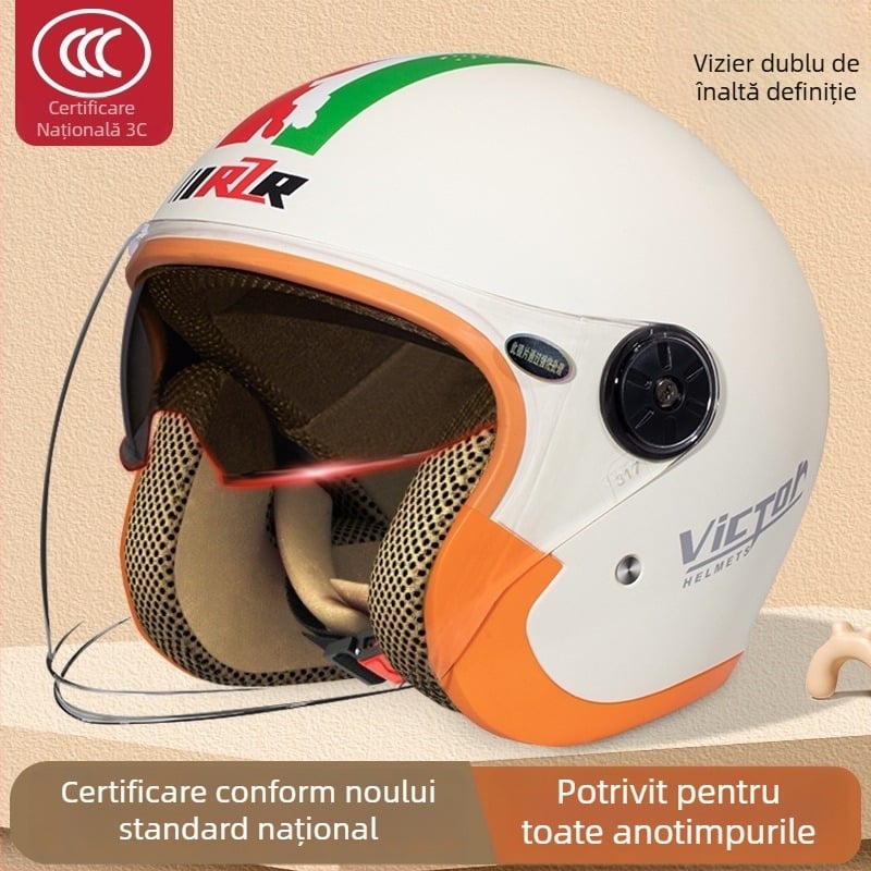 Cască pentru bicicletă electrică, certificat 3C, unisex, pentru iarnă, căldură și protecție împotriva frigului, cu vizor dublu