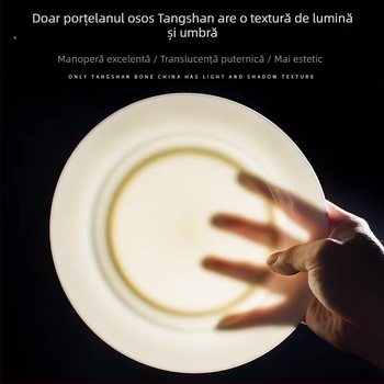 Farfurie albă din porțelan cu oase, profundă, rotundă, veselă de masă pentru casă și hotel, design modern minimalist