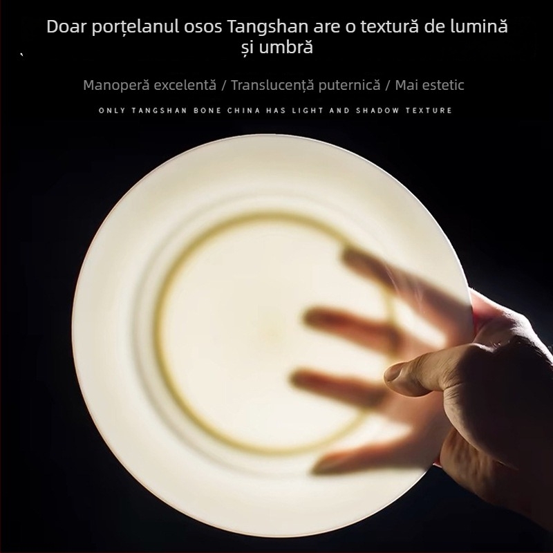 Farfurie albă din porțelan cu oase, profundă, rotundă, veselă de masă pentru casă și hotel, design modern minimalist