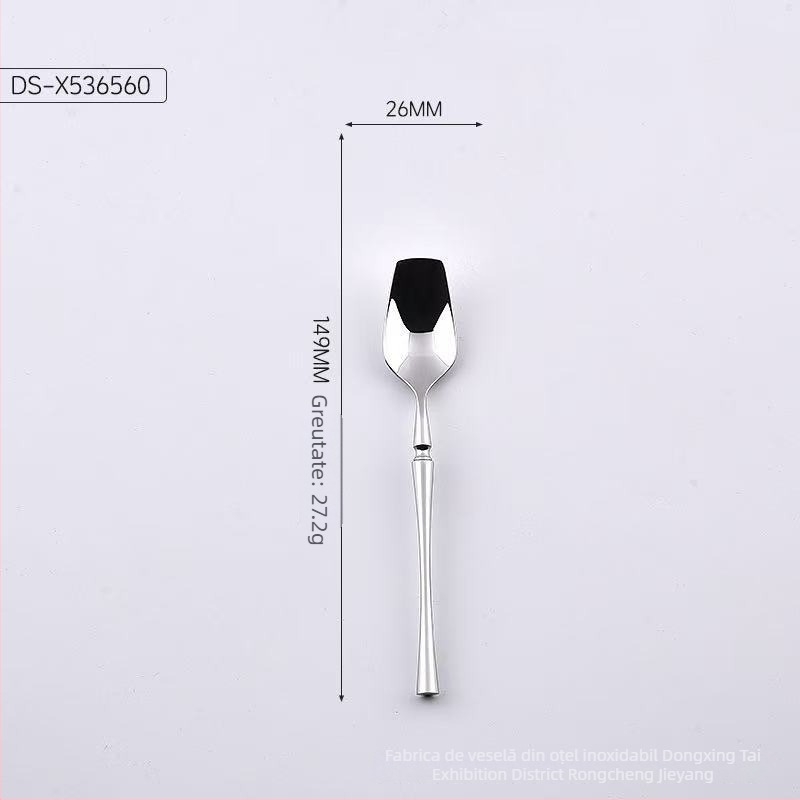 Lingură de desert și furculiță de desert din oțel inoxidabil 304, design retro cu fulg de zăpadă