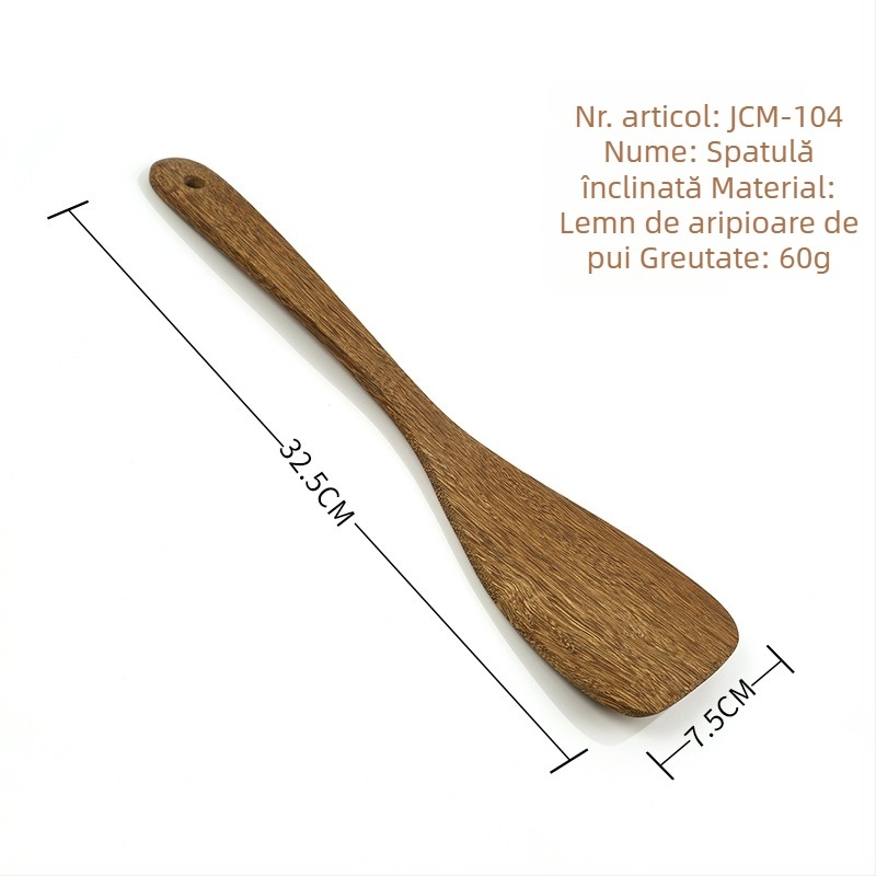 Set din lemn de linguri și spatule pentru gătit, fără lac, cu logo gravat