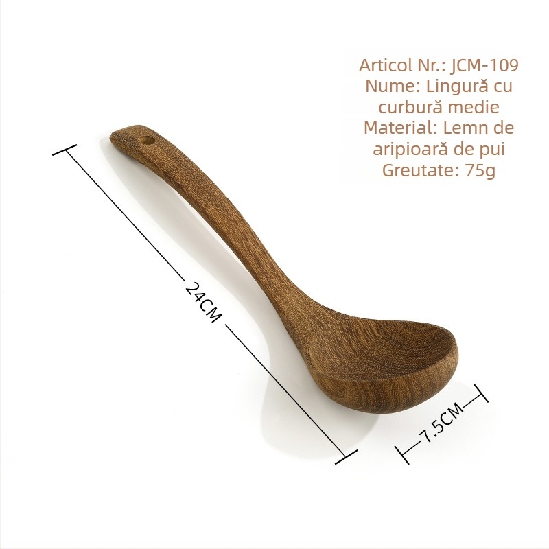 Set din lemn de linguri și spatule pentru gătit, fără lac, cu logo gravat