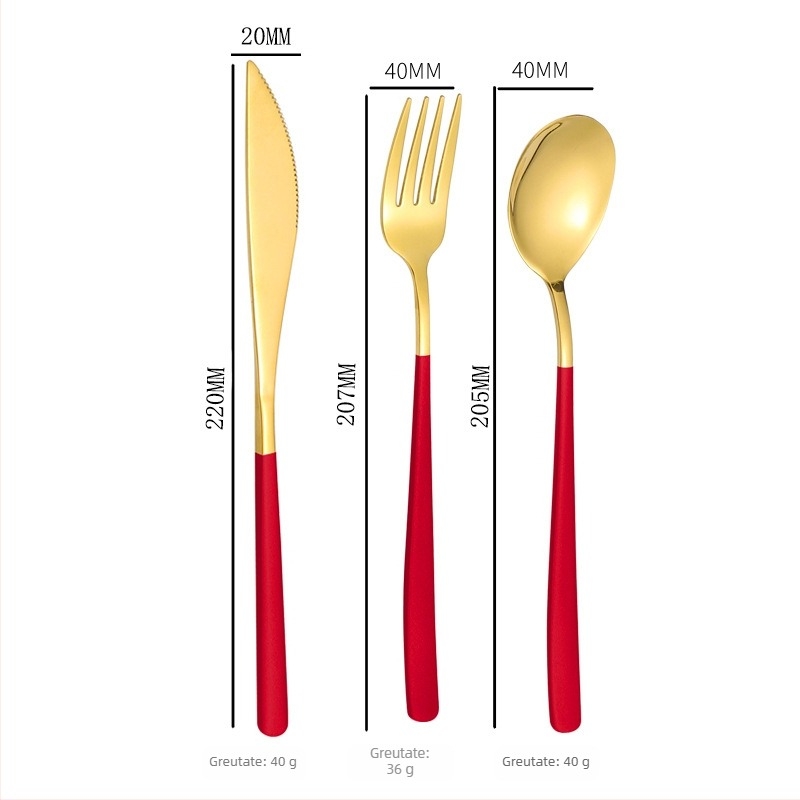 Lingură, furculiță și cuțit din oțel inoxidabil 304 în stil INS, design îngroșat, uz casnic – set de tacâmuri din trei piese