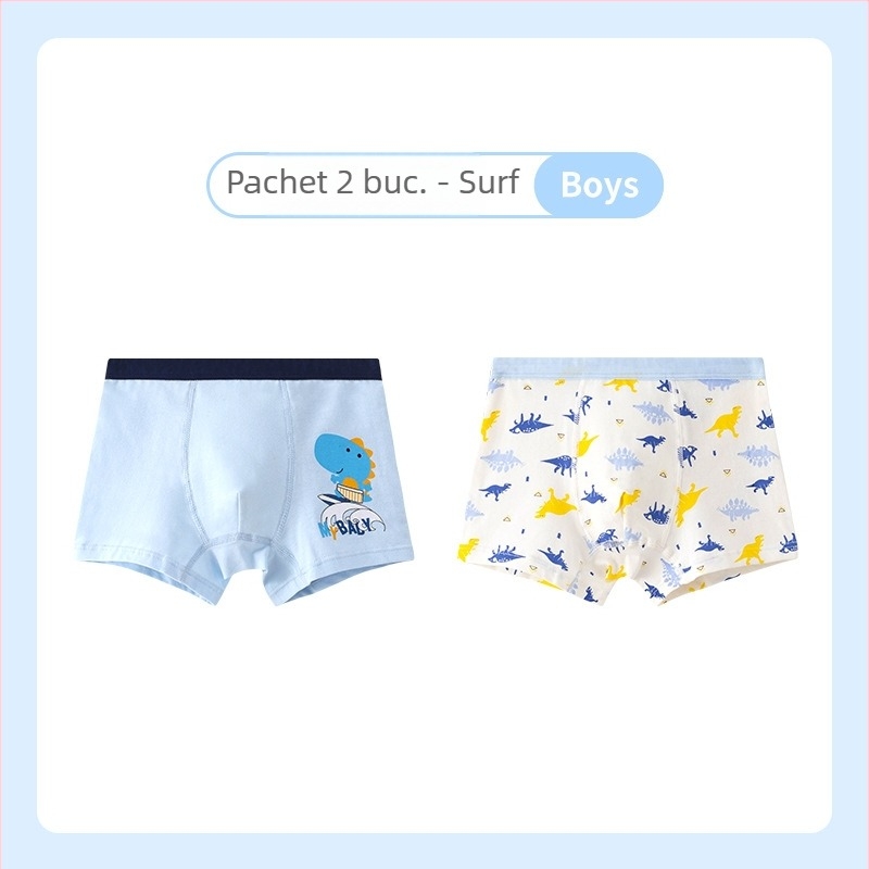 Boxeri pentru copii băieți, din bumbac 95%, cu imprimeu desen animat, antibacterieni, model A7A