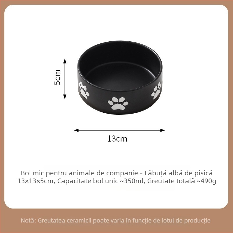 Bol ceramic minimalist pentru animale de companie, cu tavă pentru apă și mâncare - pentru pisici și câini