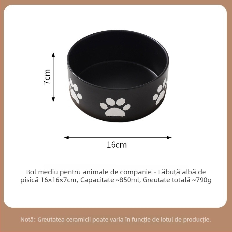 Bol ceramic minimalist pentru animale de companie, cu tavă pentru apă și mâncare - pentru pisici și câini