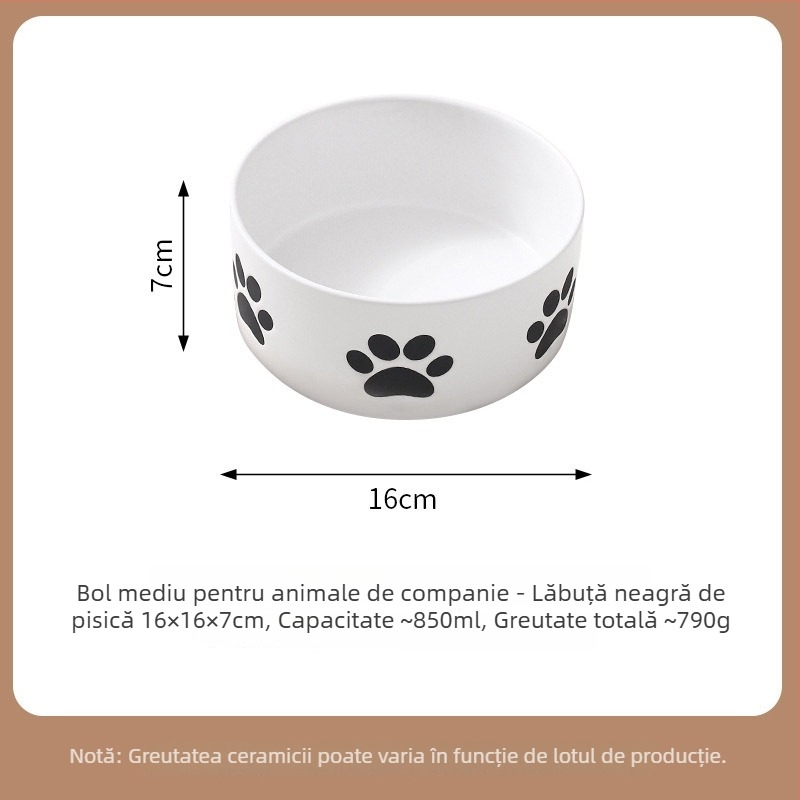 Bol ceramic minimalist pentru animale de companie, cu tavă pentru apă și mâncare - pentru pisici și câini