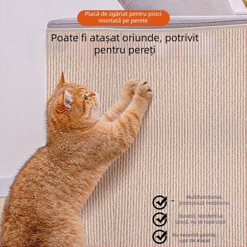 Covoraș de cățărare pentru pisici și placă de zgâriere, tăiere la dimensiune și lipire pe perete, rezistent la uzură, fără scame, spațiu de joacă multifuncțional pentru pisici