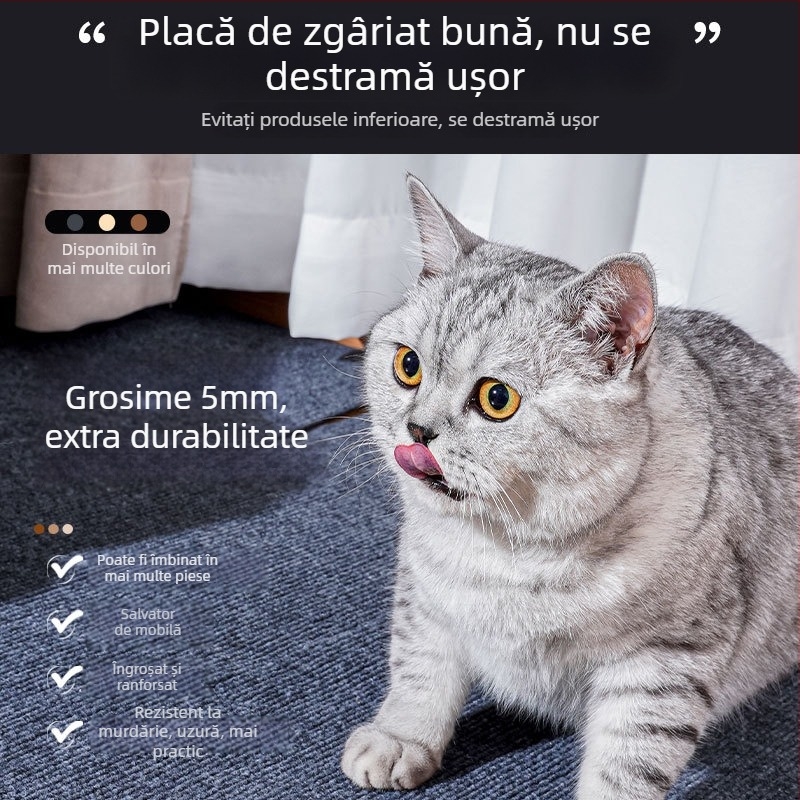 Covoraș de cățărare pentru pisici și placă de zgâriere, tăiere la dimensiune și lipire pe perete, rezistent la uzură, fără scame, spațiu de joacă multifuncțional pentru pisici