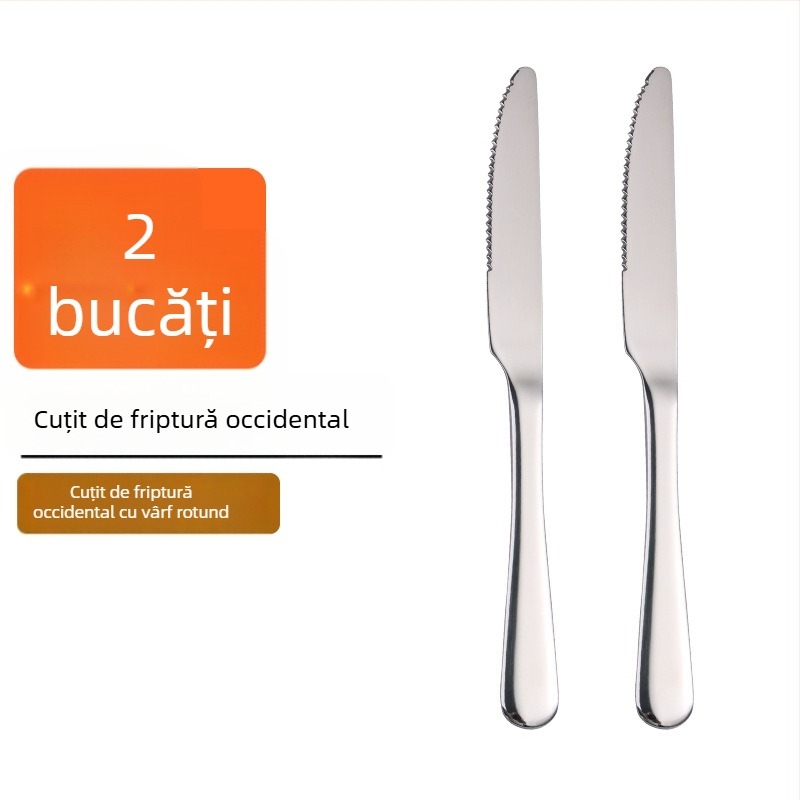 Set de tacâmuri din oțel inoxidabil, stil occidental: cuțit pentru friptură, furculiță și lingură pentru casă sau restaurant