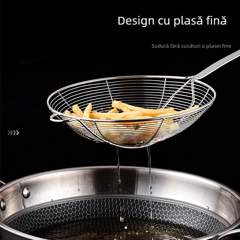 Filtru mare din oțel inoxidabil pentru bucătărie, sită pentru găluște și oale fierbinți