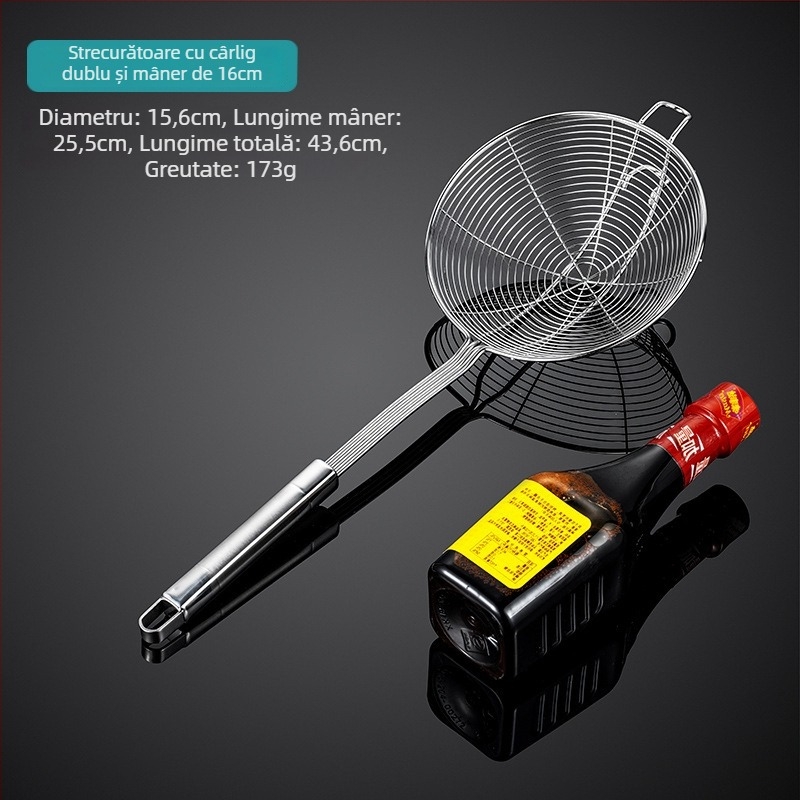 Filtru mare din oțel inoxidabil pentru bucătărie, sită pentru găluște și oale fierbinți