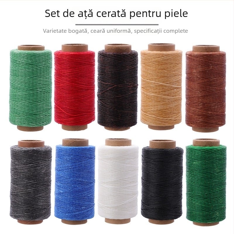 Ață plată cerată pentru piele, 200 m, cusut manual