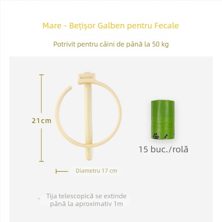 Colector de fecale pentru câini, fără a te apleca, pentru exterior
