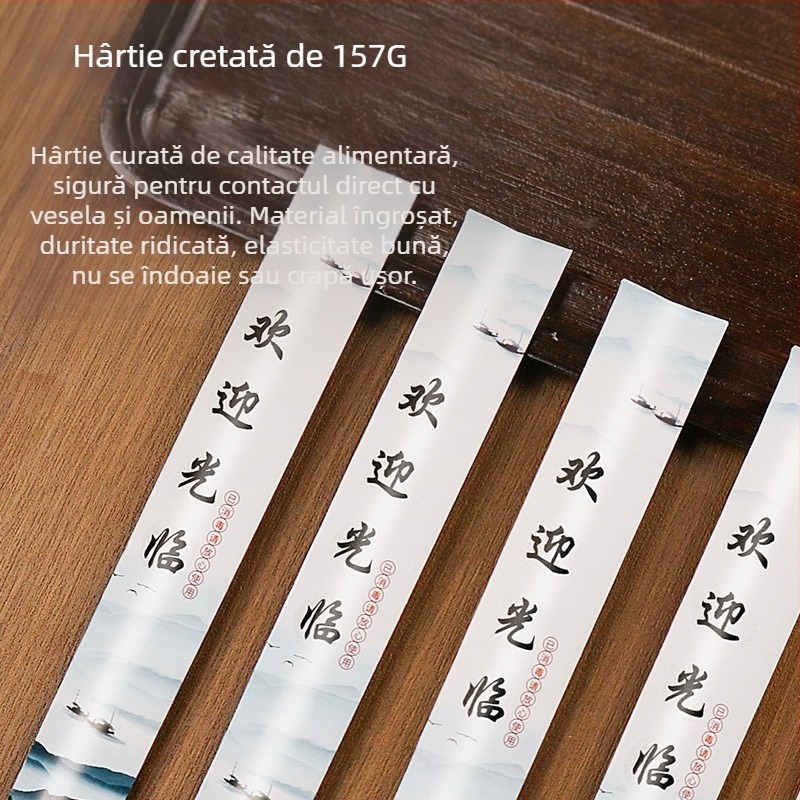 Set de husă pentru bețe de mâncare de unică folosință, cu logo personalizat pentru hoteluri și restaurante