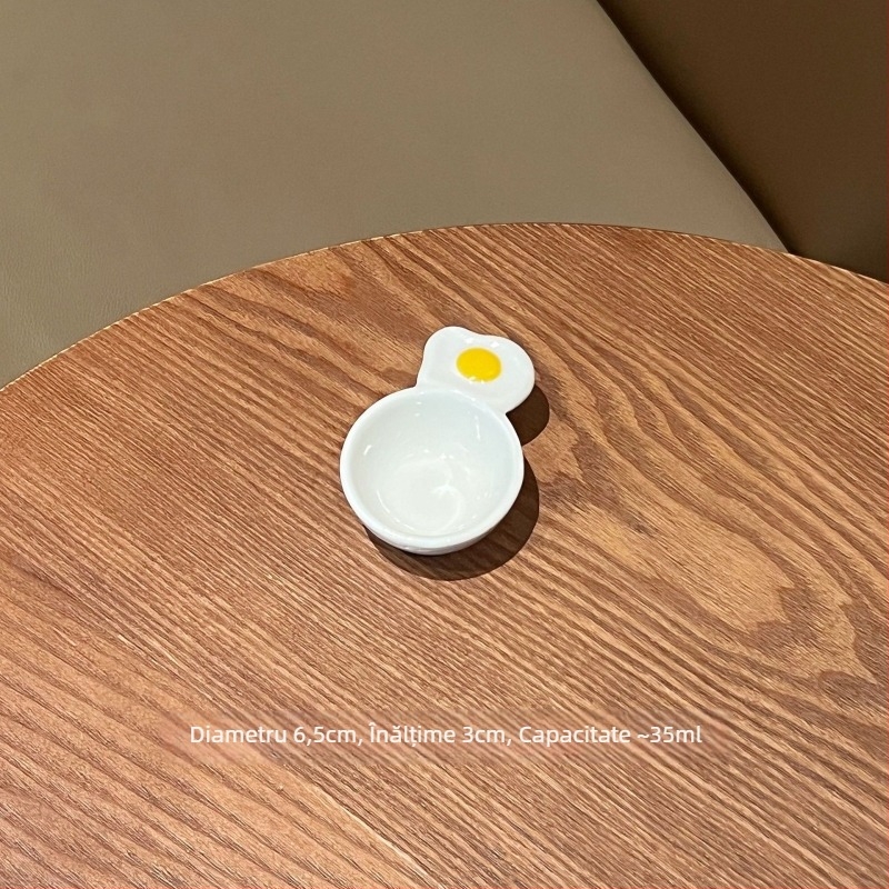 Castron ceramic pentru sos, cu mâner în formă de fructe, design drăguț, compatibil cu cuptorul cu microunde