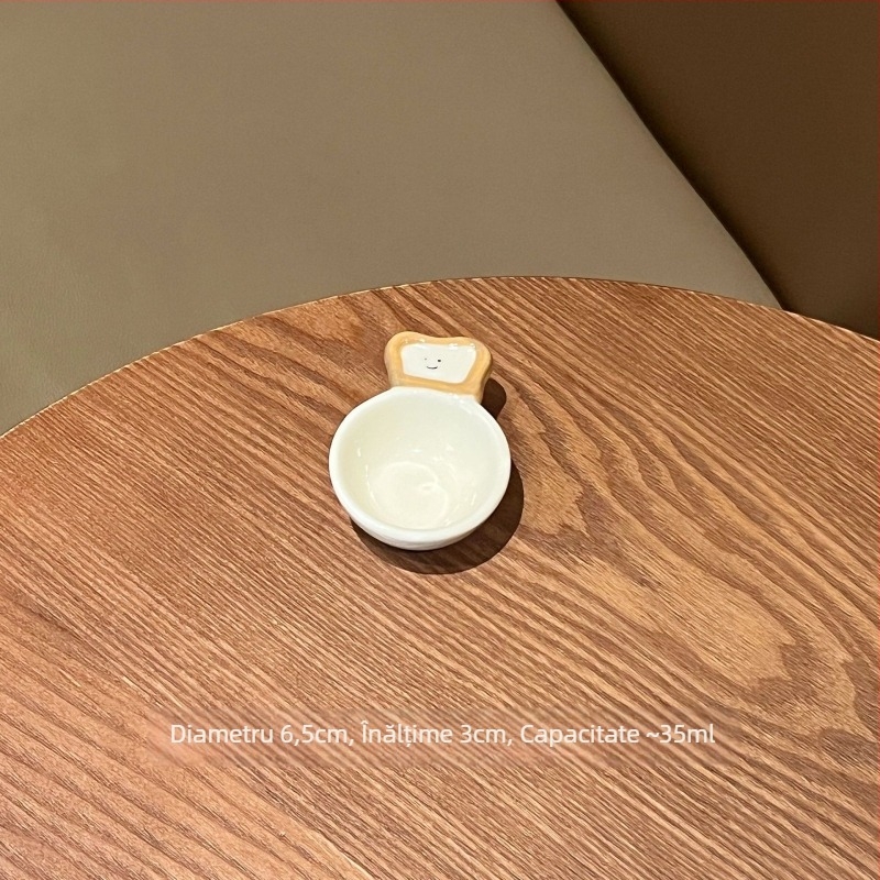 Castron ceramic pentru sos, cu mâner în formă de fructe, design drăguț, compatibil cu cuptorul cu microunde