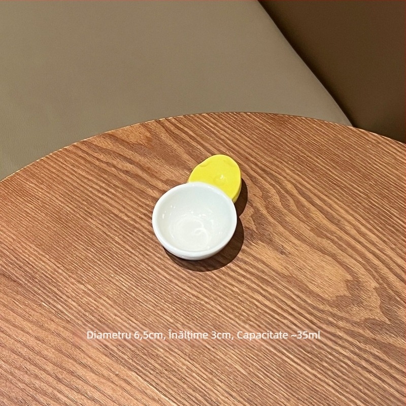 Castron ceramic pentru sos, cu mâner în formă de fructe, design drăguț, compatibil cu cuptorul cu microunde